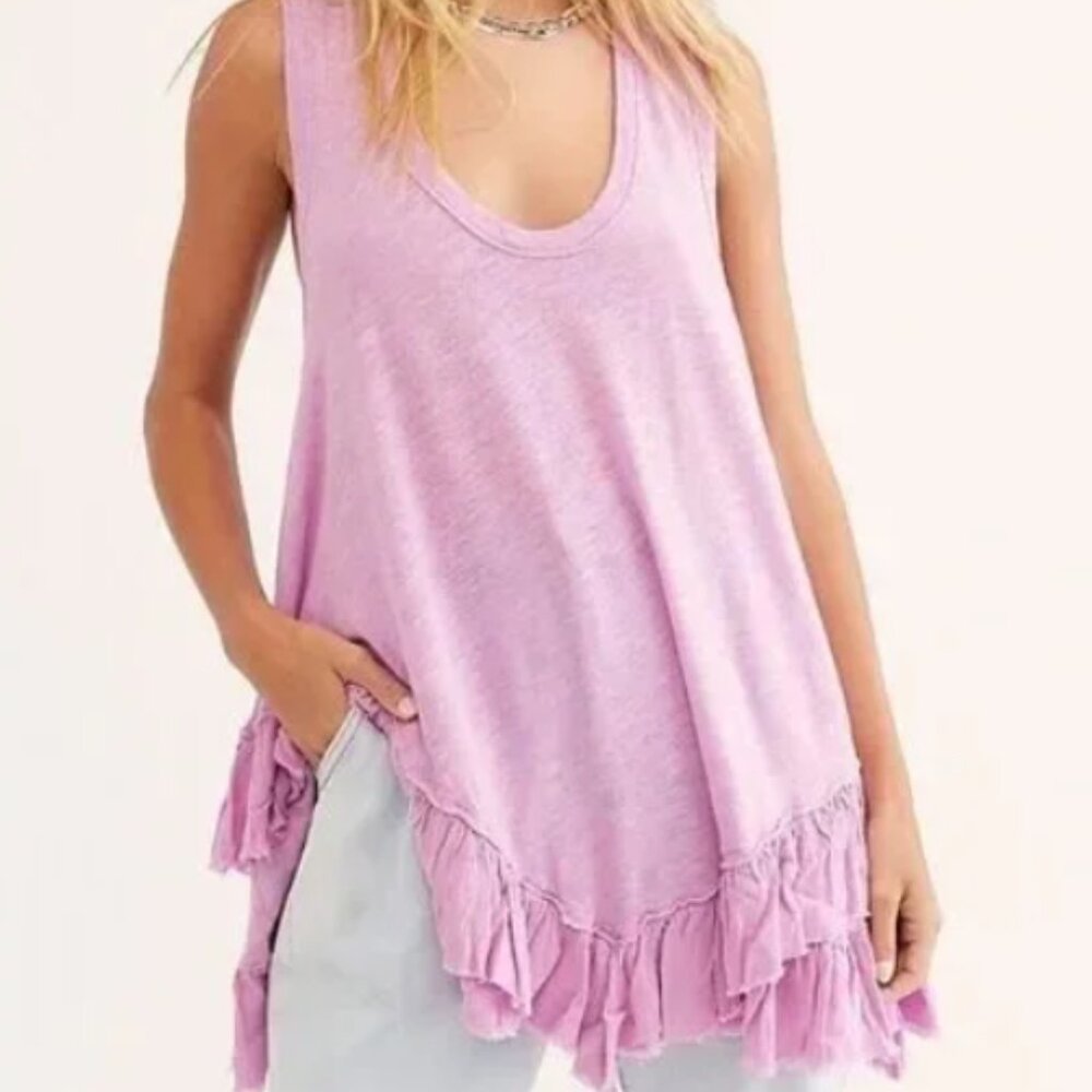 We the Free Sasha Shimmy Ruffle Hem Tank – Size M - HS0212